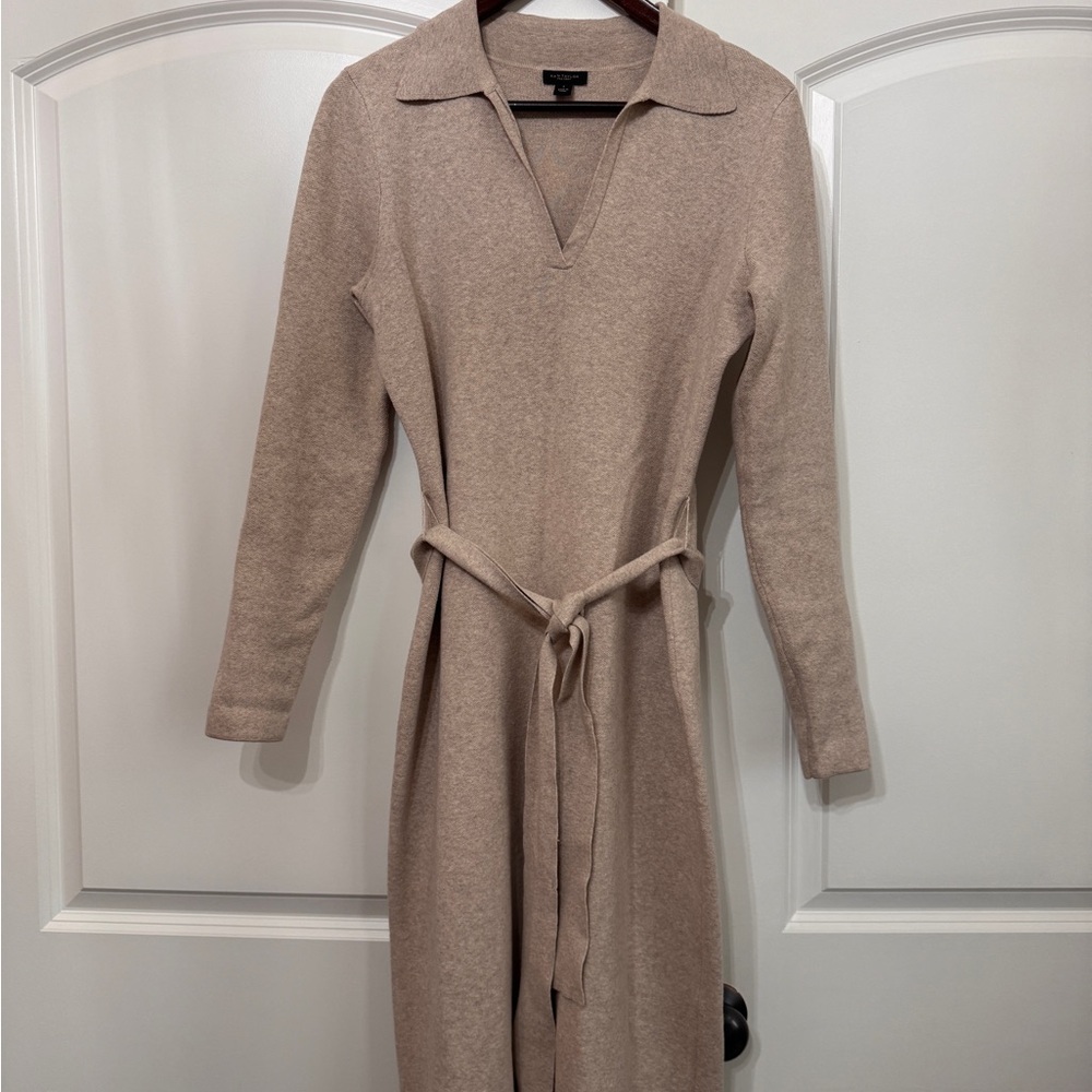 Ann Taylor Factory OatmealTan Long-Sleeve Sweater Dress. Size Small